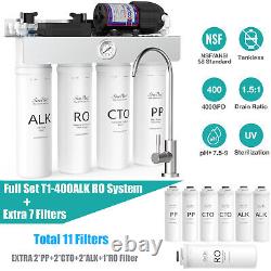 Système d'osmose inverse SimPure T1-400GPD 8 étapes UV Alcalin pH+ 11 filtre à eau
