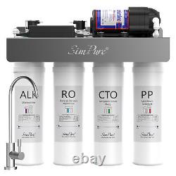 Système d'osmose inverse UV à 8 étages SimPure WP2-400 GPD avec filtres à eau alcaline pH+