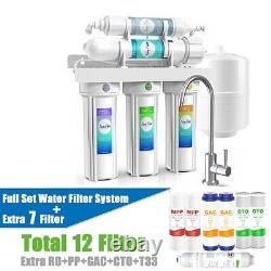 Système d'osmose inverse domestique à 5 étapes de 100 GPD PLUS 7 filtres à eau supplémentaires