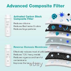 Système de filtration d'eau RO sans réservoir Q3-600 GPD Purificateur +2 filtres