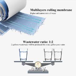 Système de filtration d'eau à osmose inverse RO en 5 étapes avec 7 filtres gratuits, débit de 75GPD.