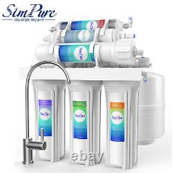 Système de filtration d'eau à osmose inverse sous évier alcalin de 6 étapes et 75 GPD pour la consommation.