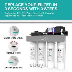 Système de filtration d'eau alcaline à osmose inverse UV en 8 étapes WP2-400 GPD + 3 filtres