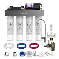 Système de filtration d'eau par osmose inverse à boire sans réservoir SimPure 400 GPD 8 étapes UV