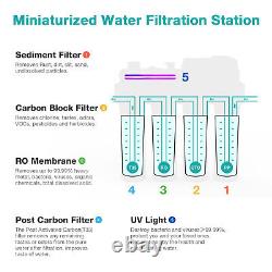 Système de filtration d'eau par osmose inverse sans réservoir UV T1-400 GPD avec 2 années supplémentaires de filtres