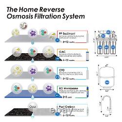 Système de filtration d'eau par osmose inverse sous évier à 5 étages 100GPD + 5 filtres supplémentaires