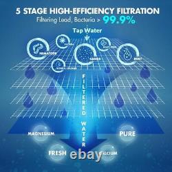 Système de filtration par osmose inverse à 5 étapes 100GPD pour l'eau potable sous l'évier.