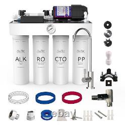 Système de purification d'eau SimPure T1-400 GPD à osmose inverse avec UV, 8 étapes, alcalin + 12 filtres à eau.