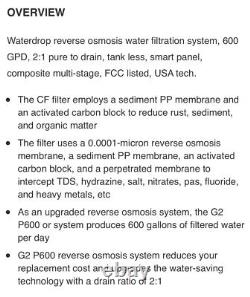 Waterdrop Ro Système De Filtration D'eau Par Osmose Inverse, 600 Gpd, Wd-g2p600-w